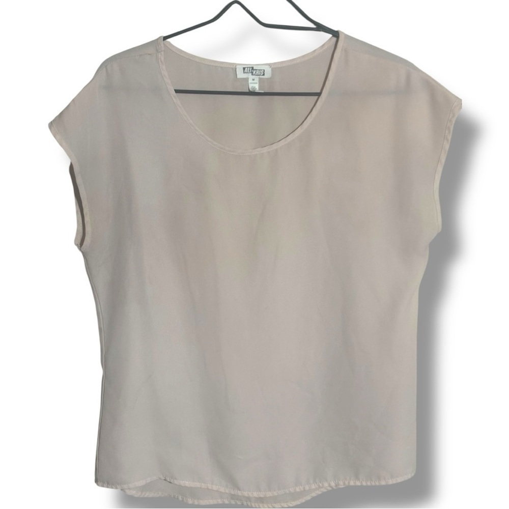 Ali & Kris Cream Pale Pink Cap Sleeve Shear Lightweight Blouse - Picture 13 of 15